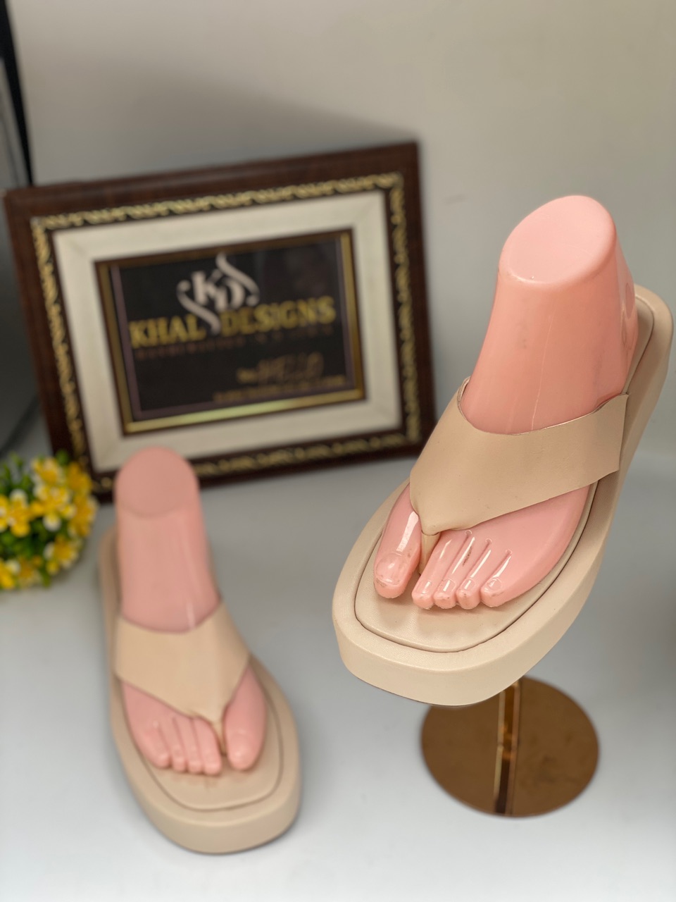 Light Brown Platform Slippers